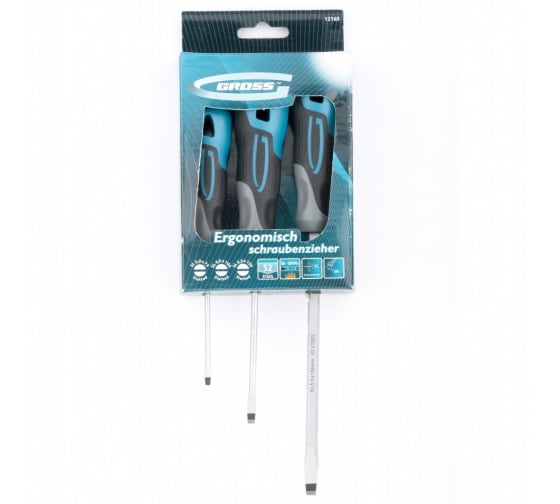 Набор отвёрток комбинированный 3 шт,S2, трехкомпонентная рукояткаGROSS