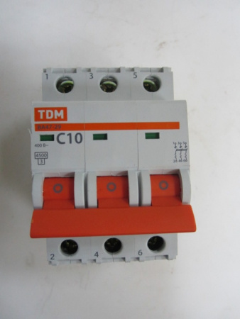 Автомат эл. TDM ВА47-29 С 3р 10А 380V
