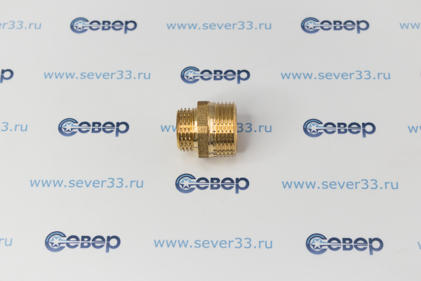 Ниппель переходной, латунь, наружная резьба 3/4"х1/2", желтый, RTP