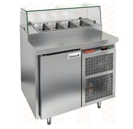 Стол охлаждаемый для пиццы HICOLD PZ1-1/GN, стекло, бок, 1 дверь (+2...+10°С) | Продажа, монтаж и обслуживание холодильного оборудования | Север33