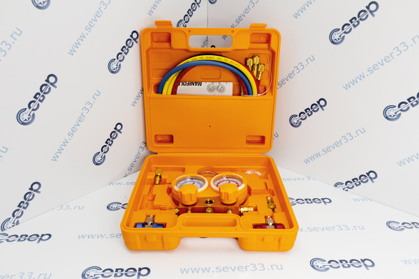 Коллектор двухвентильный ZRB-M50360AA, кейс (R-134410) со шл. 3шт.по 1,5м + 2 шт быстросъемы_1e