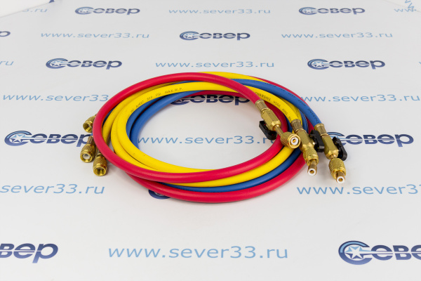 Шланг заправочный 180 см (компл. 3 шт.) (55бар) R410 с краном_1