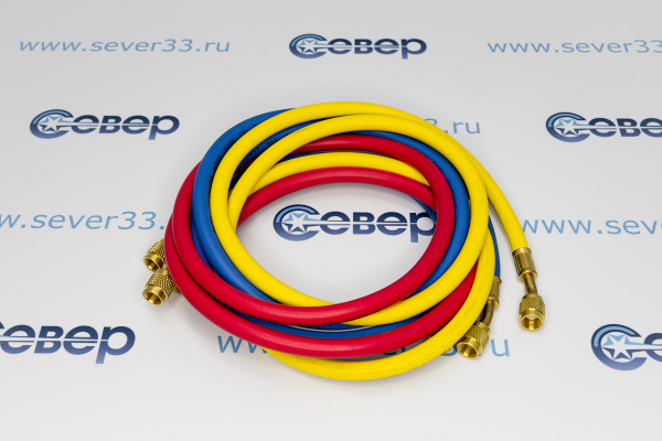 Шланг заправочный 150 см (компл. 3 шт.) 800 Psi (55бар) R410 и все фреоны_1e