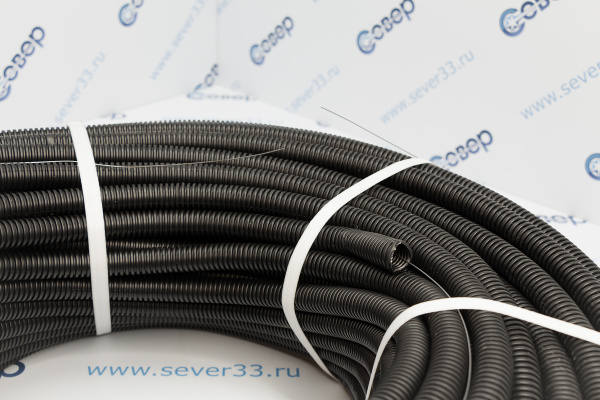 Гофра с протяжкой 25 черная ПНД