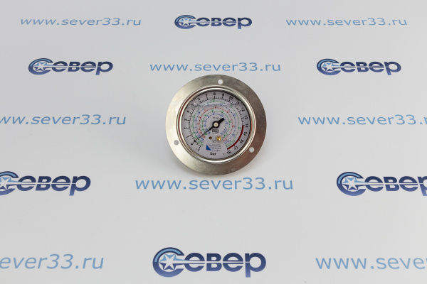 Манометр низкого давления с глиц. MG8F18(R22,134А,404А,407С,507), 14SAE-сзади;кр.диск спереди_1