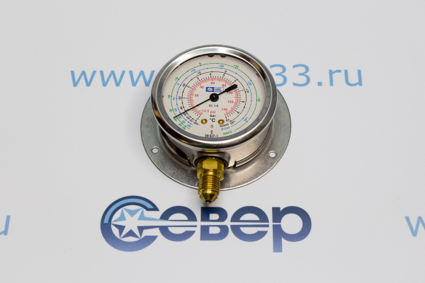Манометр с глицерином, 63 мм. -1+10 бар (14 SAE с низу, R404aR407c R134a)_1e