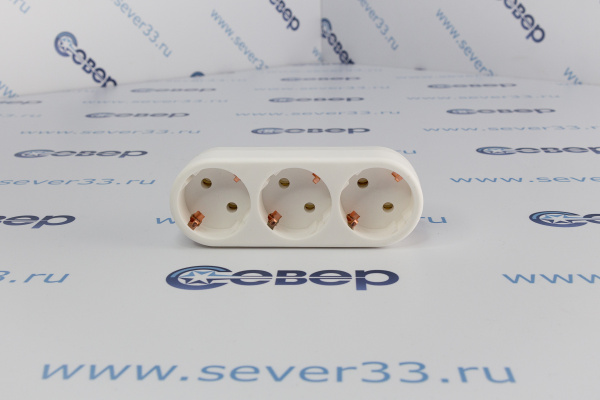 Разветвитель REXANT (тройник) 3 гнезда с заземляющими контактами Белый 16А 11-1079_1