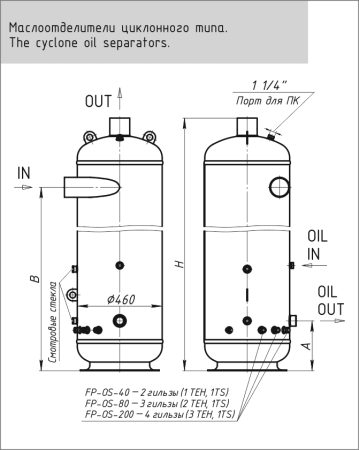 Циклонный маслоотделитель с ресивером масла FP-OSR-8-078 | Продажа, монтаж и обслуживание холодильного оборудования | Север33