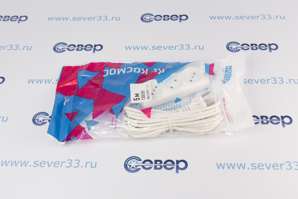 Удлинитель бытовой 3 гнезда 5метра с заземлением ПВС2х0,75_1