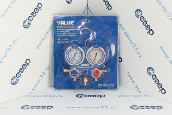 Коллектор двухвентильный Value VMG-2-410A-B-03 (R-22, 134, 407С, 410) в блисторе бз шлангов_1