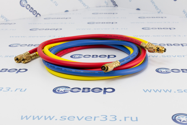 Шланг заправочный CT-372 72 180см R134,404,407 (600-3000psi) без крана (комп.3шт)_1