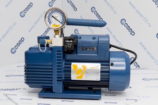 Вакуумный насос Value V-i220SV 51лмин, 8.6кг (двухступ. с вакуометром)_3e