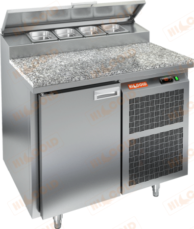 Стол охлаждаемый для пиццы HICOLD PZ2-1/GN, гранит, бок, 1 дверь, (+2...+10°С) | Продажа, монтаж и обслуживание холодильного оборудования | Север33