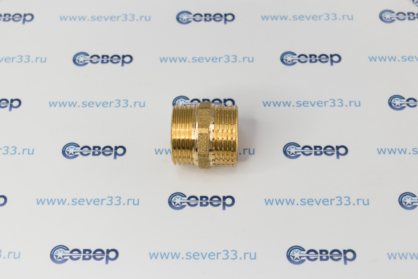 Ниппель, латунь, наружная резьба 1", желтый, RTP