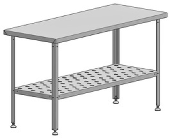 стол без бортов, перфорированная полка