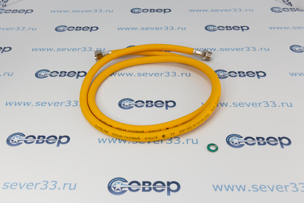 Подводка для газа полимерная 1_2 внутр. 9,5мм L-1,8м гш (желтая)_1