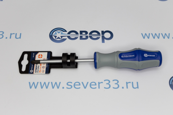 Отвертка Ultra Grip КОБАЛЬТ PH-2 х 100 мм CR-V, двухкомпонентная рукоятка_1e