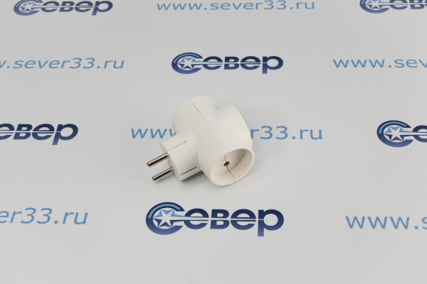 Разветвитель REXANT (тройник) 3 гнезда без заземляющих контактов Белый 16А 11-1077_1