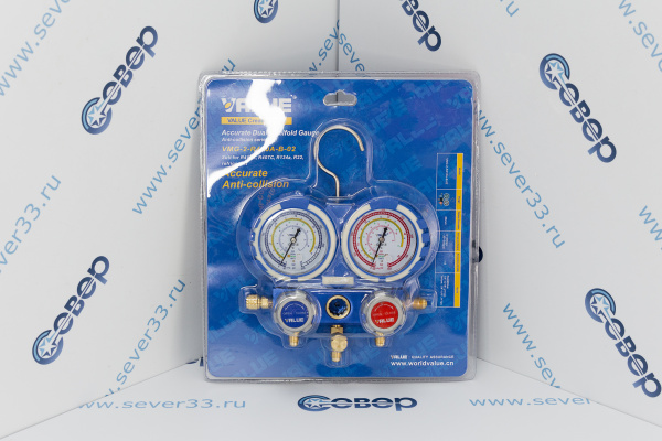 Коллектор двухвентильный Value VMG-2-410A-B-02 (R-22, 134, 407C, 410) со шлангами 1,5 м_1